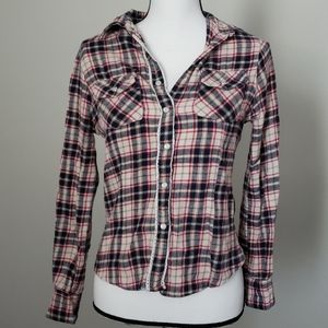 Overdrive Clothing Button Down Plaid Top